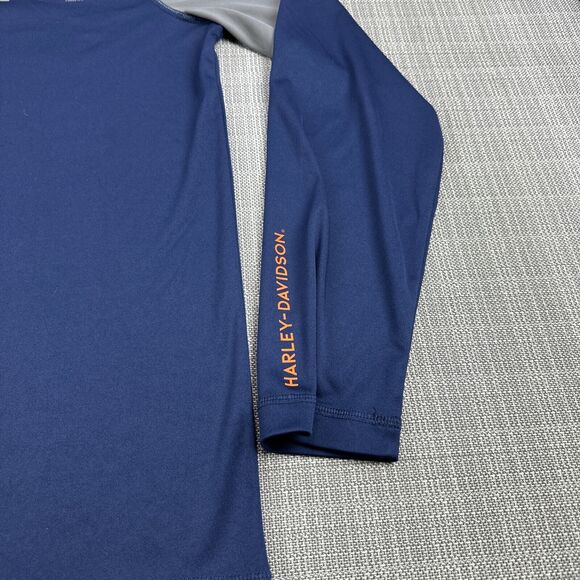 Harley Davidson Pullover Mens Medium Performance 1/4 Zip Long Sleeve Blue - Picture 3 of 11